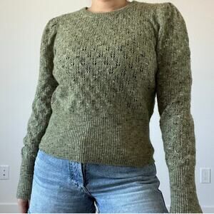 Sweewe Wool Blend Green Knit Sweater Crewneck Parisian Cottagecore